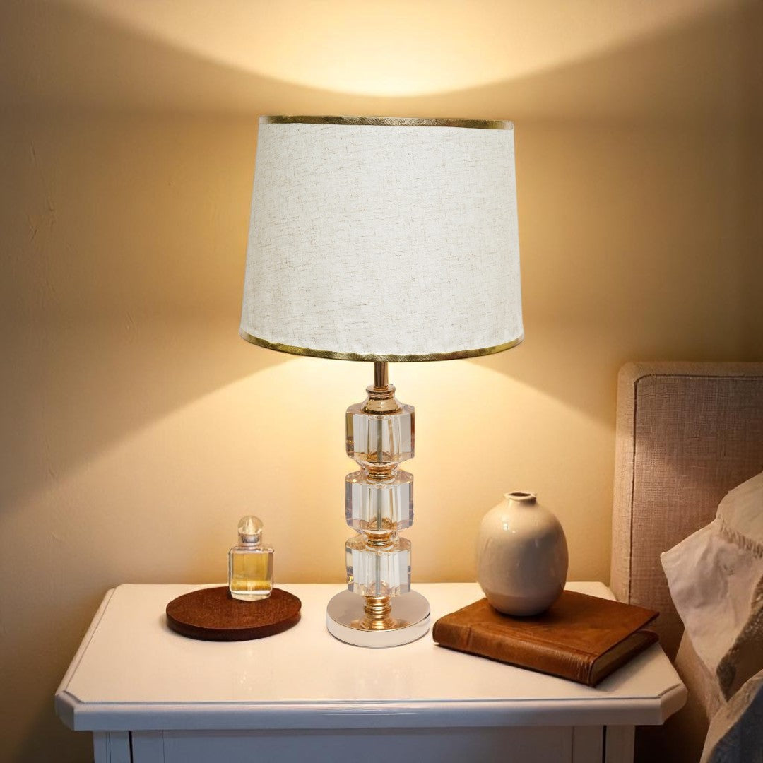 Tressa Sculptural Brass Crystal Table Lamp